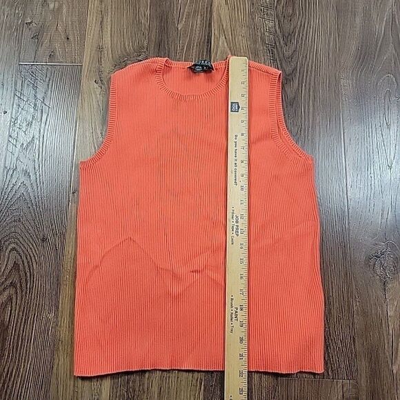 Lauren Ralph Lauren Ribbed Tank Top Womens Medium Orange Cotton Sleeveless - Picture 4 of 8